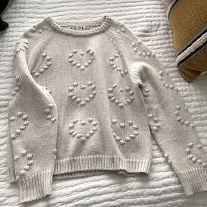 White Sweater with Heart Pattern